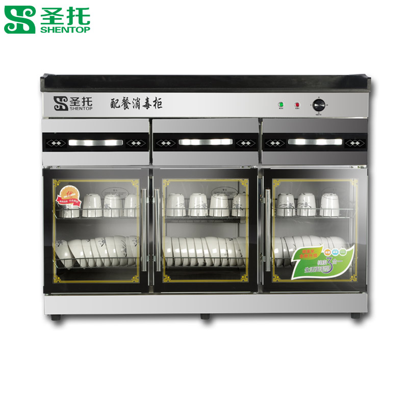 圣 托（shentop） 消毒柜立式 家用橱柜 双门臭氧消毒碗柜 商用不锈钢配餐柜 饭店YTP380-G4