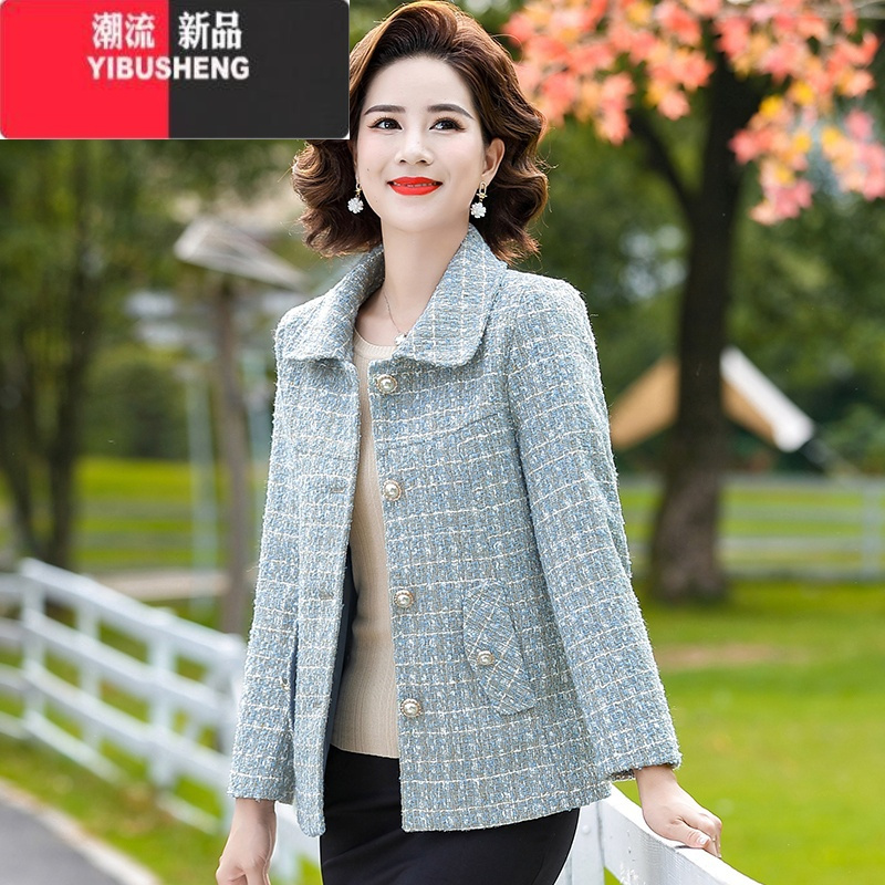 yibusheng妈妈春秋装小香风洋气外套短款2023新款中老年女装装西装
