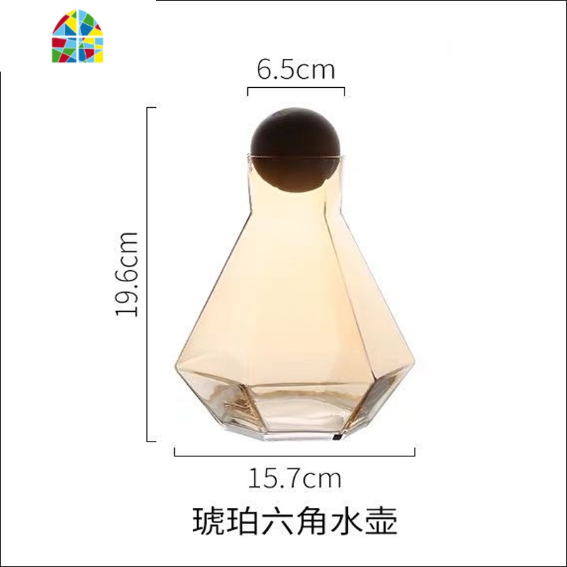 创意轻奢玻璃冷水壶彩色扎啤壶金边水杯红酒杯带托盘套装礼品 FENGHOU 6件套透明套装凉水壶