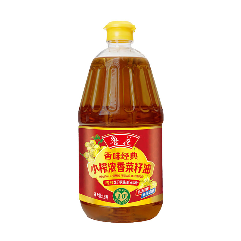 鲁花菜籽油香飘万家油烟少小榨浓香滴滴浓香1.8L