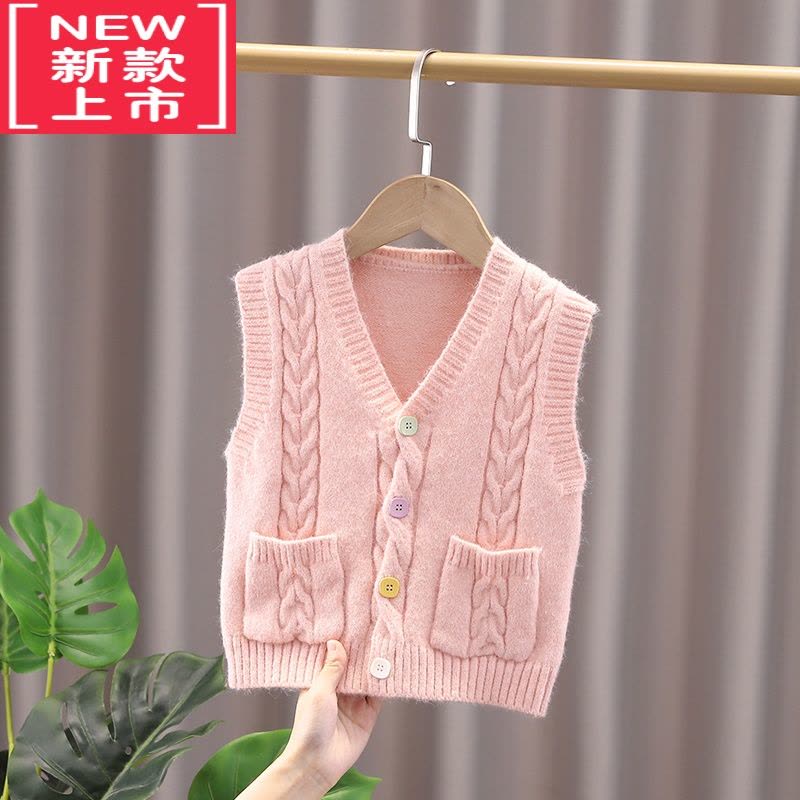可莉允男女宝宝麻花毛衣背心2022春秋款婴儿童韩版针织毛线开衫坎肩马甲图片