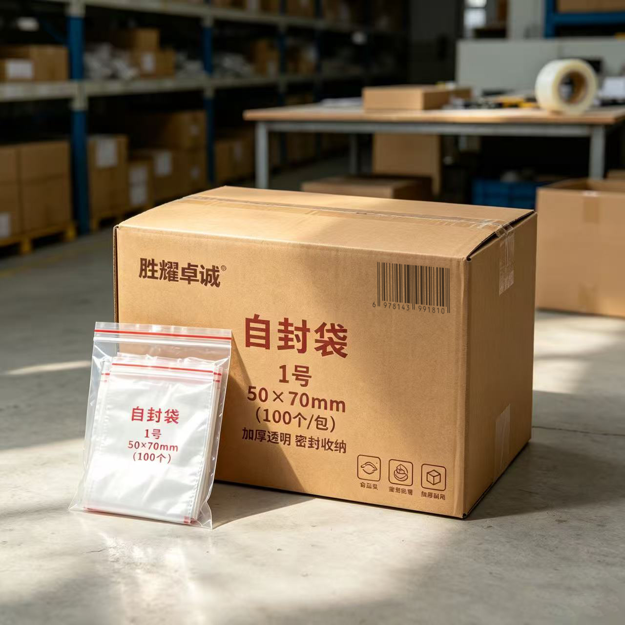 胜耀卓诚 自封袋 1号50*70mm 100个/包高清大图