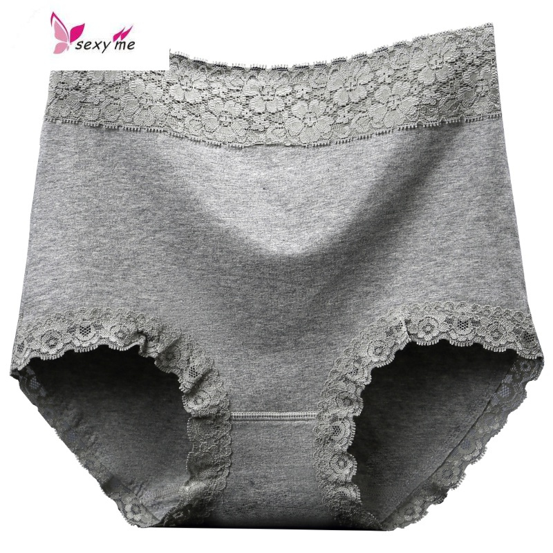 高腰内裤女棉收小肚子棉质面料蕾丝边大码三角裤头fishbasket