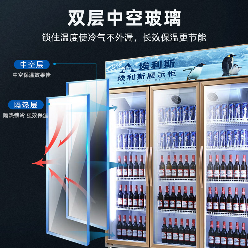 埃利斯(AILISI)商用铝合金展示柜 冷藏保鲜柜商用冰柜立式饮料柜便利店超市冰箱啤酒冷饮柜LD-1800ZTH高清大图