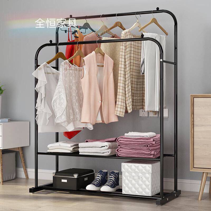 简易衣帽架落地挂衣架家用卧室内单杆式置物架移动晾晒衣服的架子