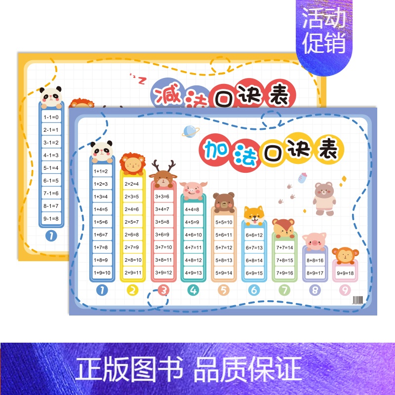 10以内加法/减法口诀表(2张) 小学通用 [正版]易蓓启蒙英语字母发音表小学英语26个英语字母发音挂图英语入门自学零基