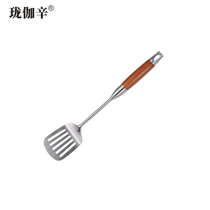 珑伽辛 304不锈钢花梨木厨房烹饪 漏铲/把高清大图