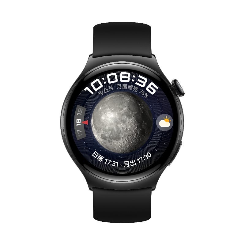 华为/HUAWEI WATCH 4 46mm 幻月黑 黑色不锈钢表壳 黑色氟橡胶表带 智能运动蓝牙手表 微信手表版 eSIM4G独立通话 高血糖风险评估研究 ECG心电分析