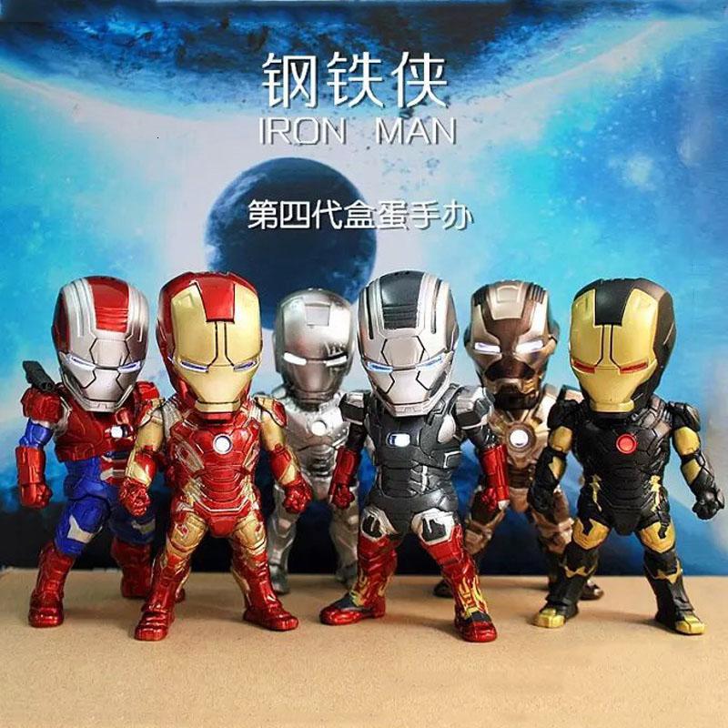 钢铁侠手办反浩克装甲机甲模型复联4公仔玩偶玩具发光车载摆件 4代6款优质版9cm 9-18cm高清大图