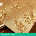金色拉丝质感印花长方形圆形家用软玻璃餐桌茶几电视柜垫桌布防水_2 60*120CM 金色富贵花
