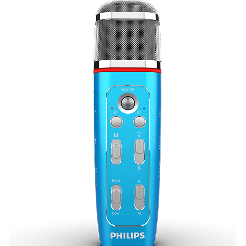 飞利浦(Philips)VTR5160多功能麦克风全民k歌唱吧喊麦声卡语音转文本录音 蓝色