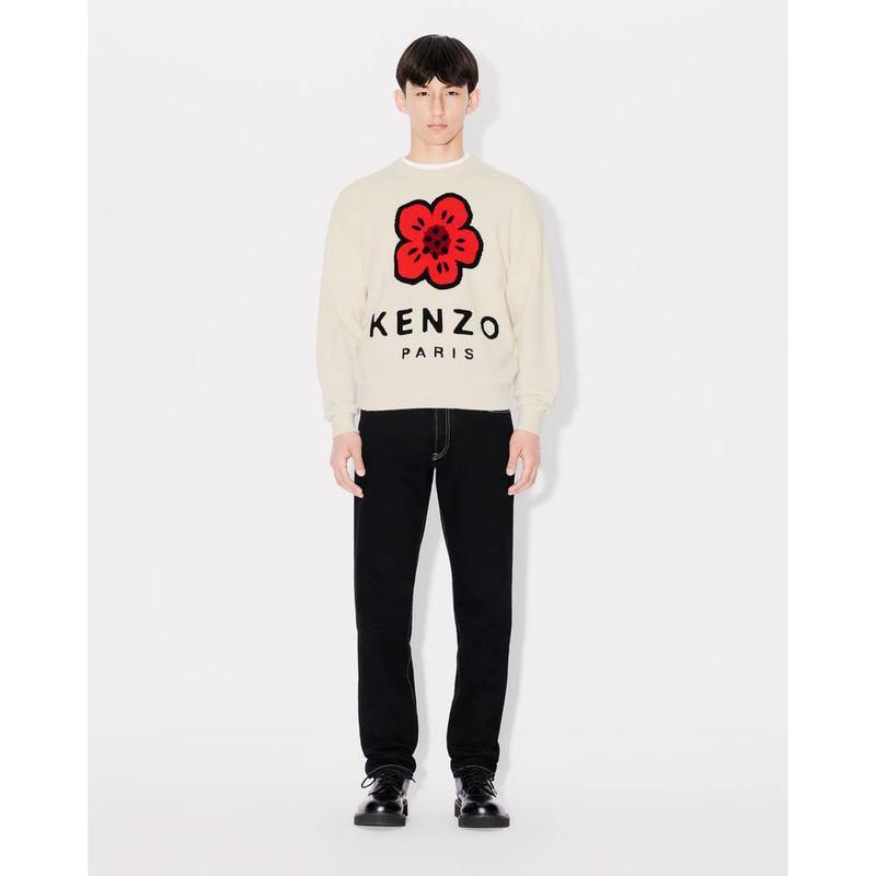 高田贤三(Kenzo)高质感羊毛套衫男秋冬款休闲百搭嵌花针织花卉图