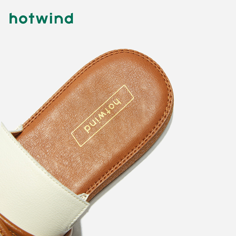 热风hotwind潮流时尚女士凉拖鞋低跟休闲一字拖h51w9223