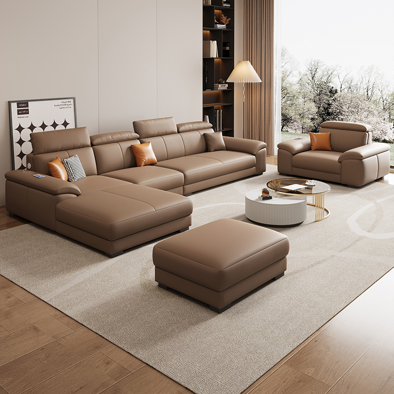 欧梵森意式轻奢极简真皮沙发客厅大小户型简约现代头层生态皮艺贵妃