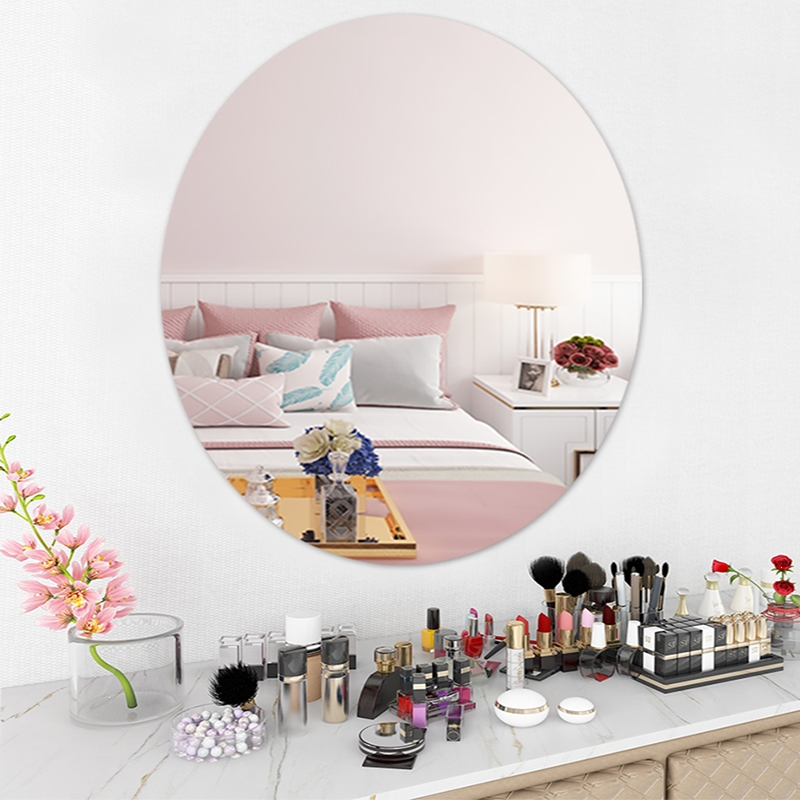 古达北欧椭圆形镜子贴墙自粘壁挂式卧室家用挂墙化妆镜梳妆台可粘墙上