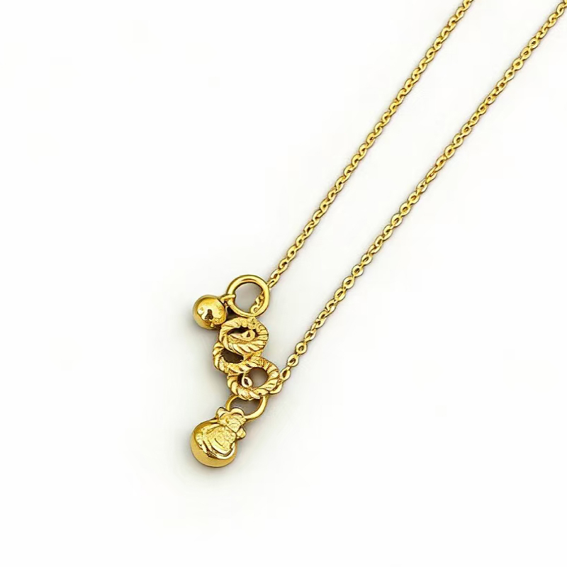 北京黄金 足银 999 镶石胖福串圈套链 国风招财银项链高清大图