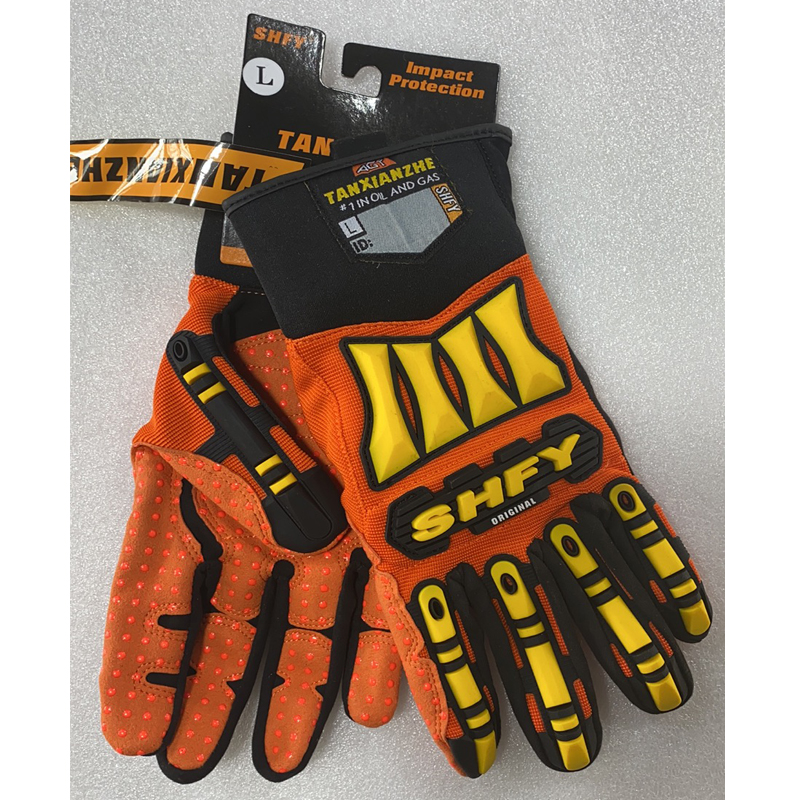 SHFY/赋远防砸手套SHFY-FZ101-XL橘黄颗粒防砸 薄款 带手套夹 副高清大图