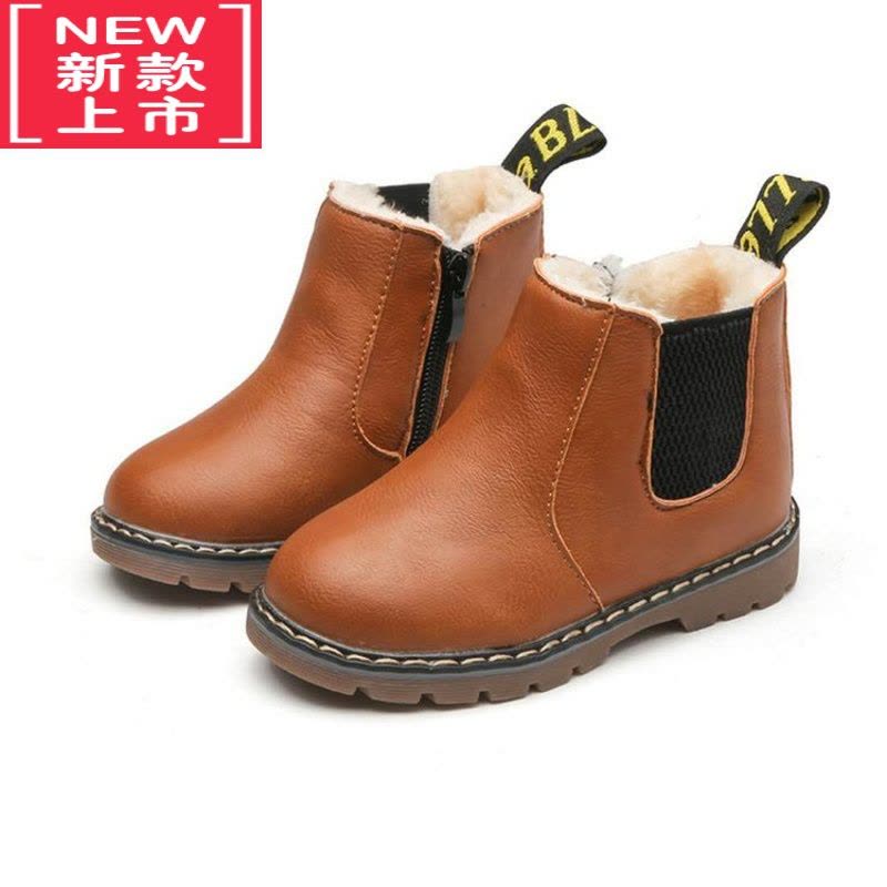 可莉允女童马丁靴2022秋冬新款儿童雪地靴宝宝棉鞋加绒皮靴男童低筒短靴图片