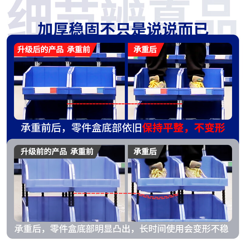 组立式零件盒塑料工具仓库五金螺丝货架收纳盒配件塑料收纳盒物料盒610*410*220蓝色[单个装]高清大图