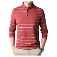 南极人全棉T恤男长袖翻领条纹秋季体恤衫休闲纯棉polo衫宽松