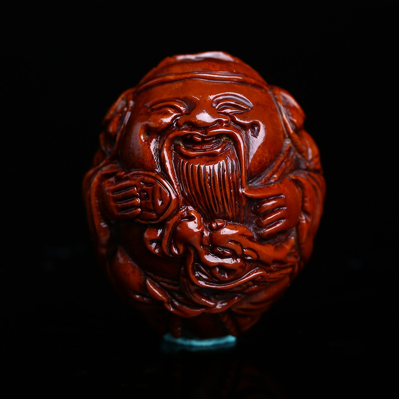天然橄榄核九龙财神手持车挂摆件超大款老油核手工刻机刷包浆送女朋友七夕情人节礼物