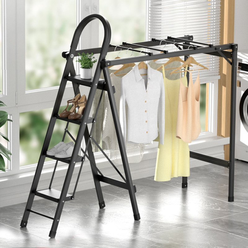 肯泰家用梯子室内多功能晾衣架两用折叠伸缩楼梯加厚铝合金人字梯5步