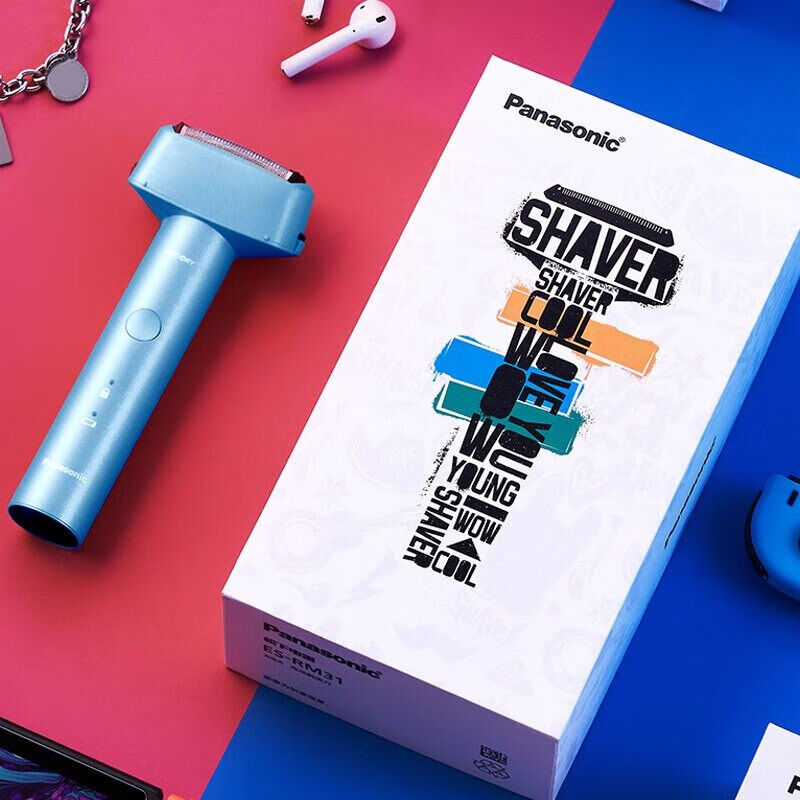 松下(Panasonic)青春小锤子ES-RM31-LA405蓝色往复式剃须刀情人节礼电动男士胡须刮胡刀全身水洗