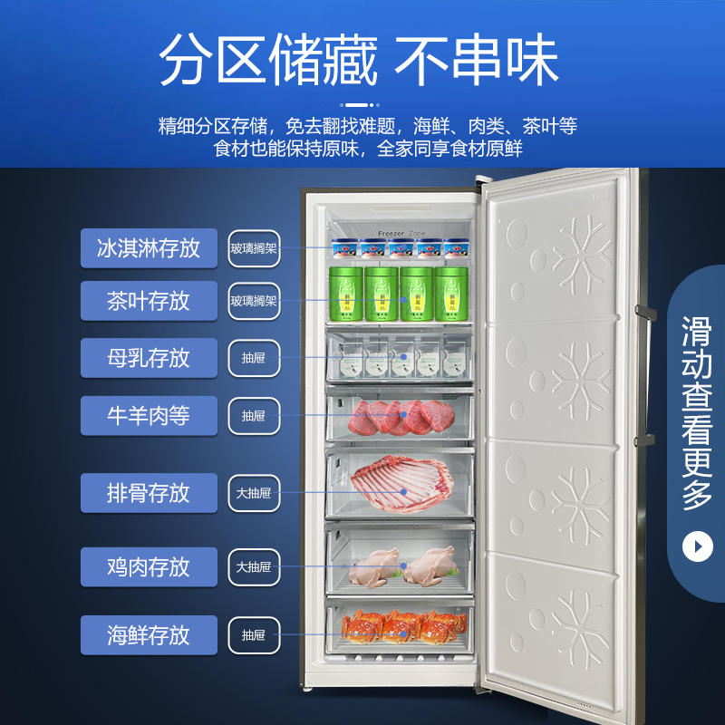 美菱(MELING)3 80升商用变频风冷无霜全冷冻冰柜1级冷冻柜商用保鲜设备立式冷柜MCF(L)-398LDWEP