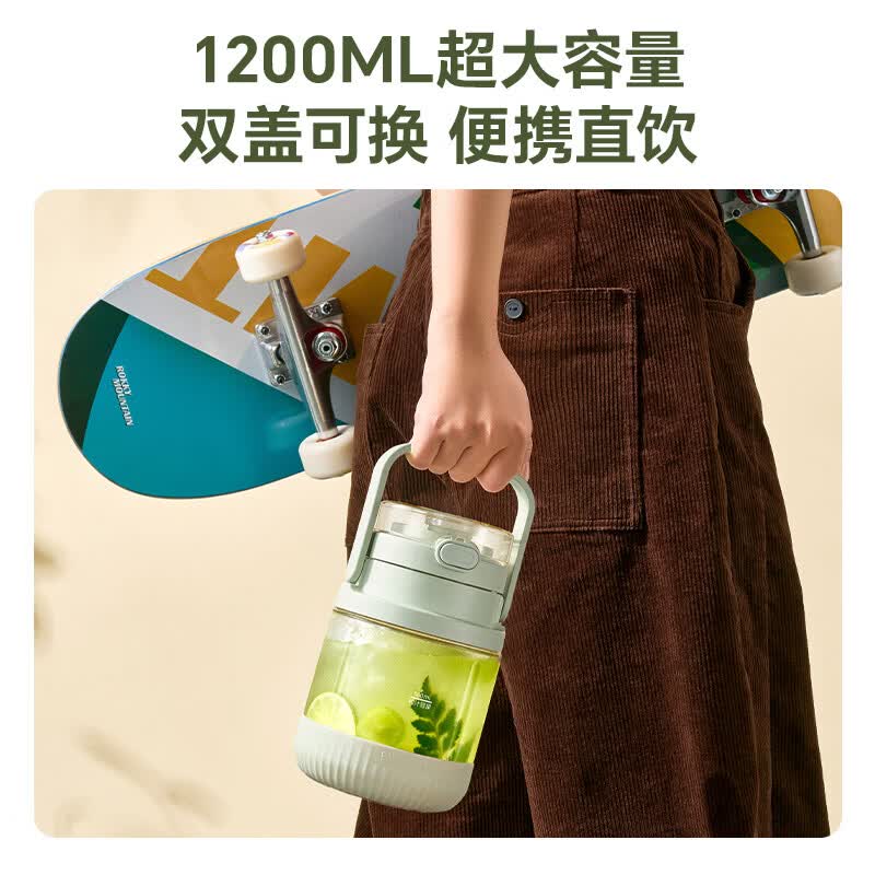 小熊 料理机 LLJ-B05S3 1.2L 双盖玻璃 大容量吨吨桶 冰霸杯 水果榨汁机 家用无线便携式高清大图