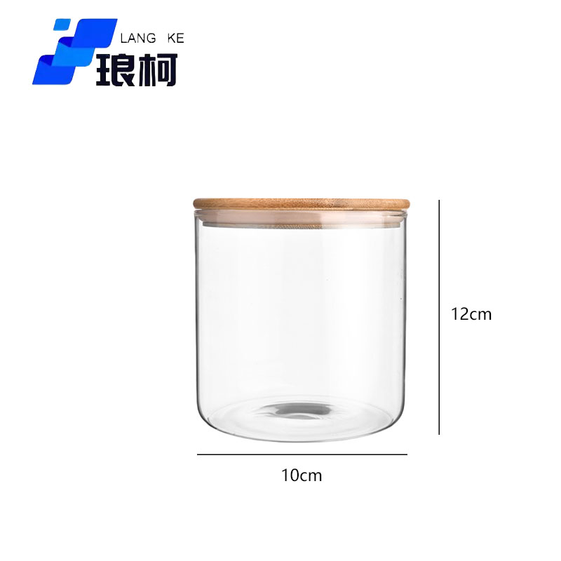 琅柯 玻璃罐 竹盖密封杯 10*12cm高清大图