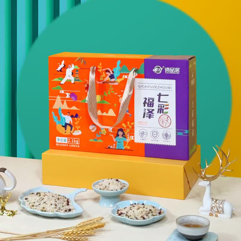 谛品居粥米礼盒2100g营养丰富果粒饱满七彩福泽杂粮高清大图