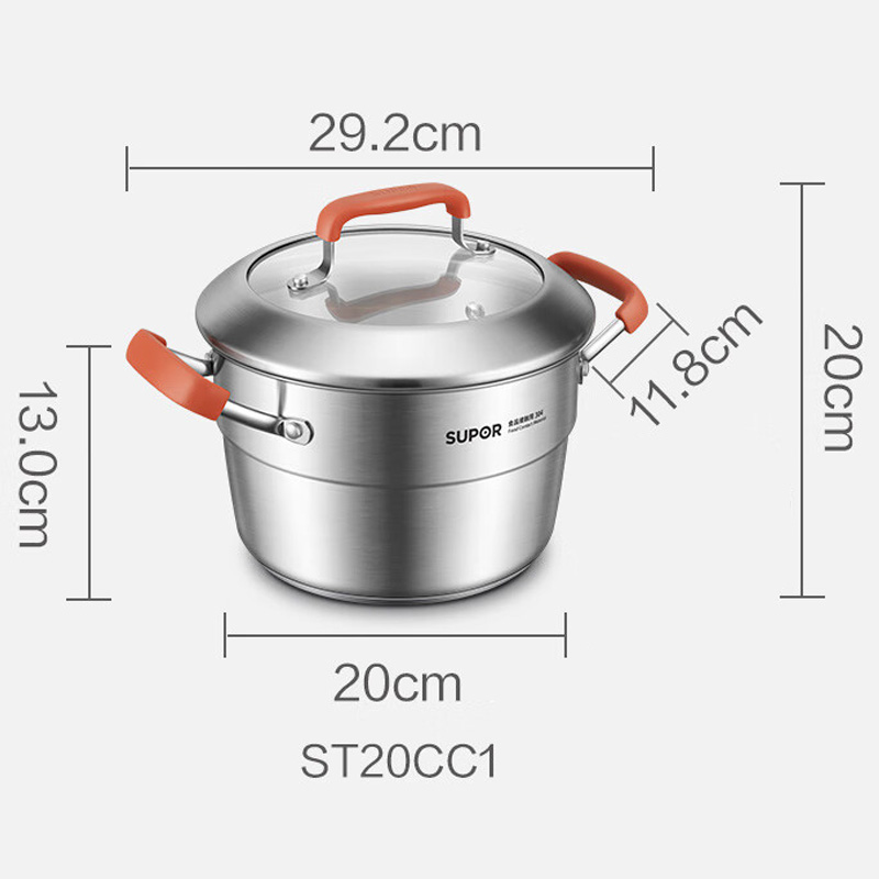 苏泊尔汤锅20cm蒸煮锅家用辅食锅大容量燃气灶电磁炉通用ST20CC1高清大图