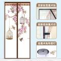 空调帘隔断帘挡风卧室厨房家用防油烟冷气塑料磁铁自吸防风帘子_983_34 宽100*高200 清新花鸟【顶部加宽魔术贴+侧边收纳】