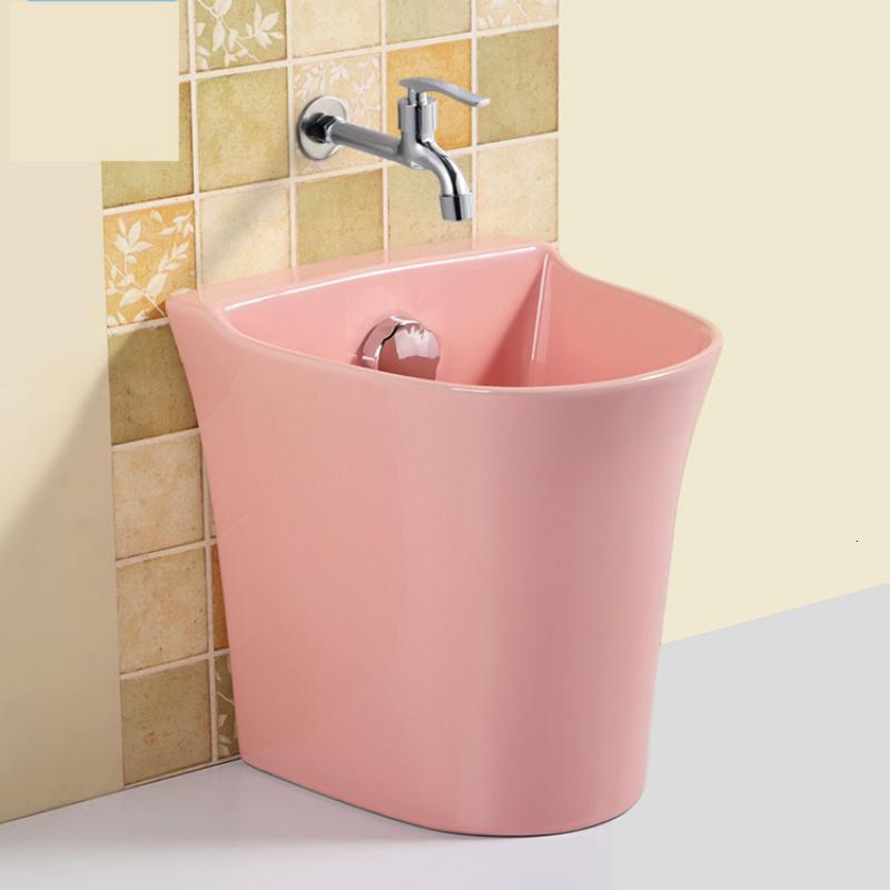 家用幼儿园彩色拖把池ciaa落地式阳台卫生间小号陶瓷墩拖布池子带龙头