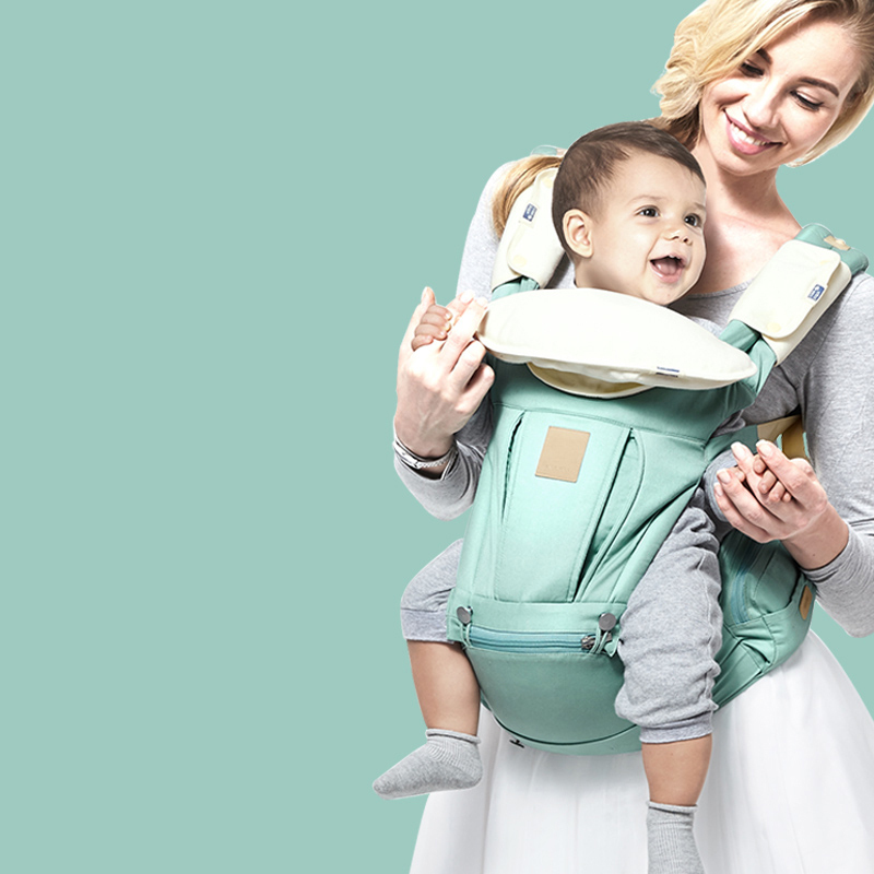 babycare背带多功能婴儿前抱式新生儿宝宝坐凳 四季透气婴儿腰凳 3D立体凳面 均码 樱粉(3D立体凳面)