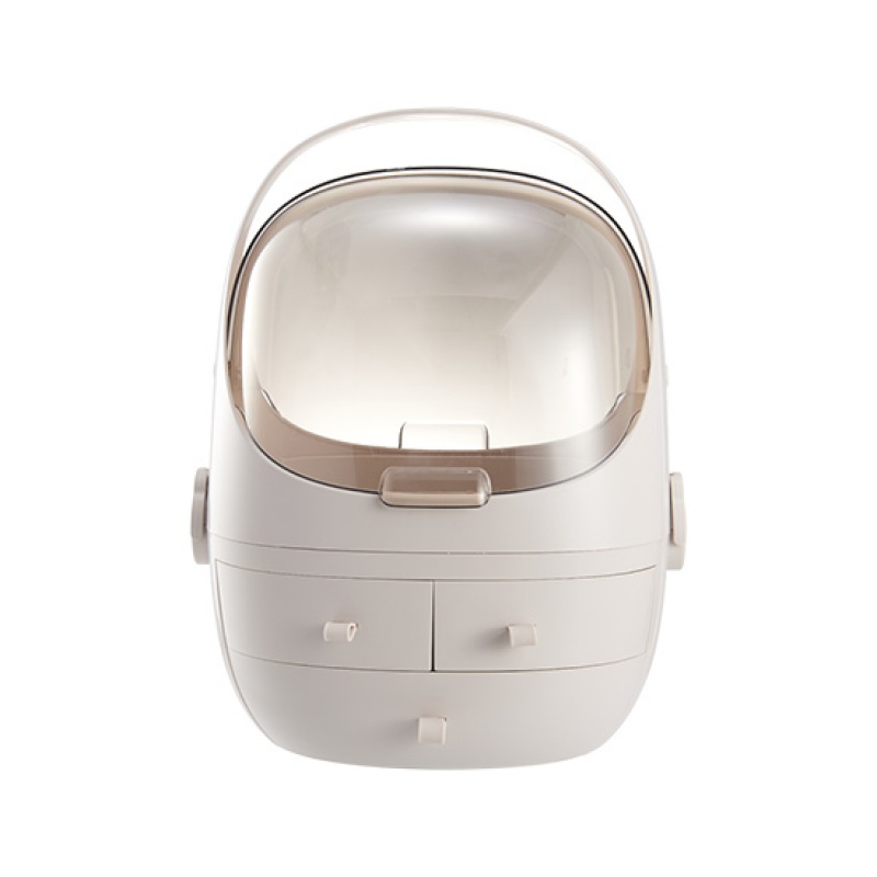 防尘化妆品收纳盒梳妆台收纳架 桌面塑料护肤品面膜置物架 圆形款小号公主粉