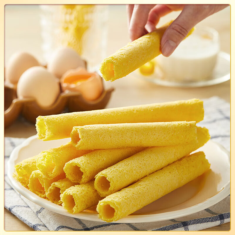 元朗 奶油蛋卷礼盒 脆之趣 500g 盒高清大图