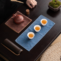 苏氏陶瓷(SUSHI CERAMICS)国风茶巾台湾锦缎茶席高品质吸水干泡茶巾布2条装15*35cm