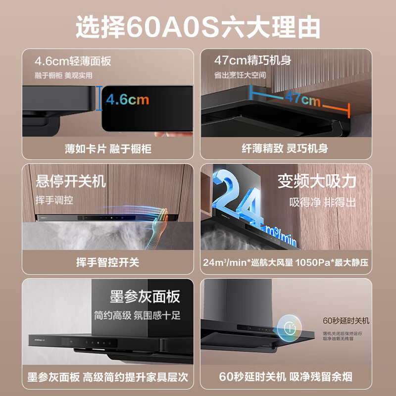老板(Robam)星辰系列F30欧式顶吸抽吸排油烟机24风量家用大吸力 60A0S+20B0A天然气[套装商品]高清大图