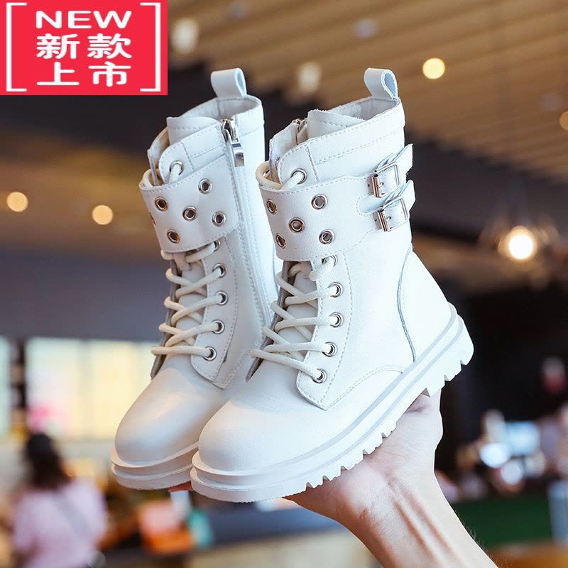 可莉允儿童靴子2022秋冬季新款童鞋男童时尚皮靴女童加棉马丁靴中大童潮图片