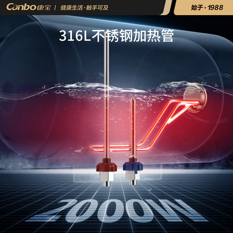 康宝(Canbo)热水器 电热水器40升 储水式厨房家用小户型出租屋 上门安装 小巧双重防护 CBD40-2WAFEJ1