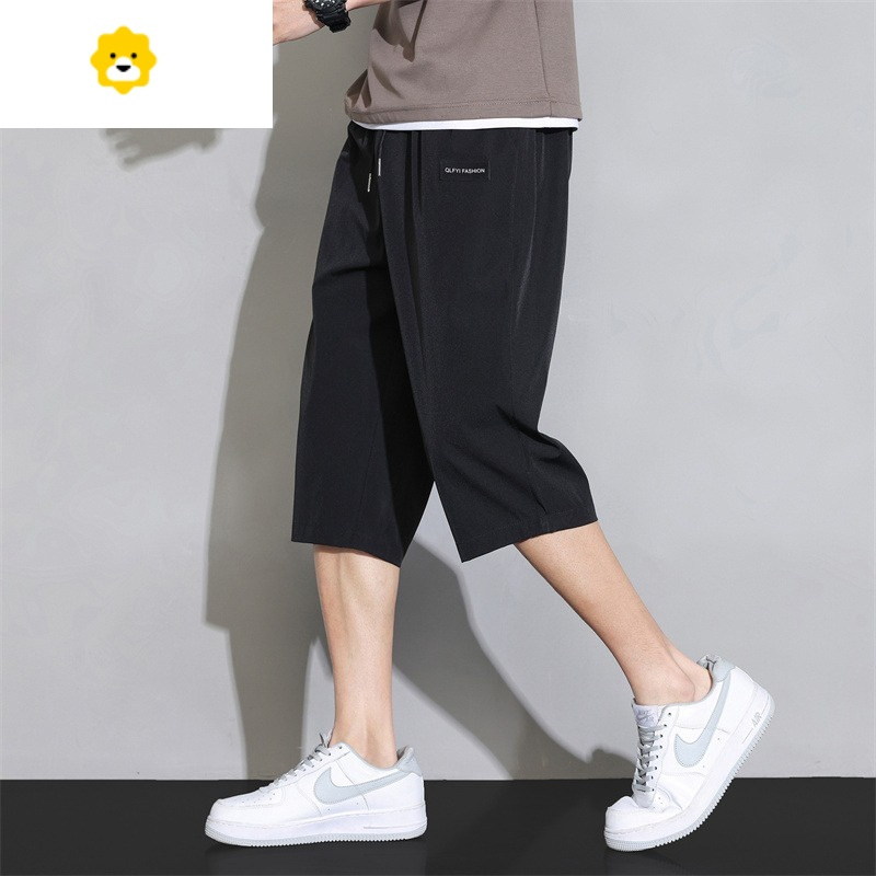 basket冰丝七分裤男士季薄款宽松直筒速干中裤潮流休闲运动短裤子男款