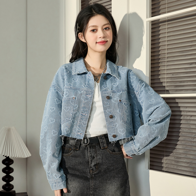 [2.5折价113元]唐狮新款牛仔外套女早春今流行休闲宽松翻领好看长袖上衣