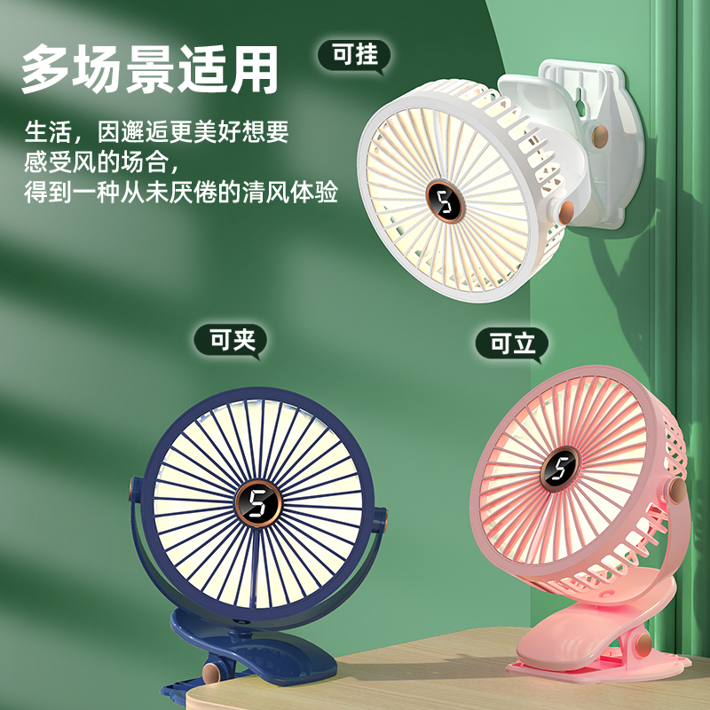 小风扇小型夹式usb充电办公室桌面学生宿舍挂壁床上超长续航迷你风扇便携式随身户外车载婴儿电风扇2025新款高清大图