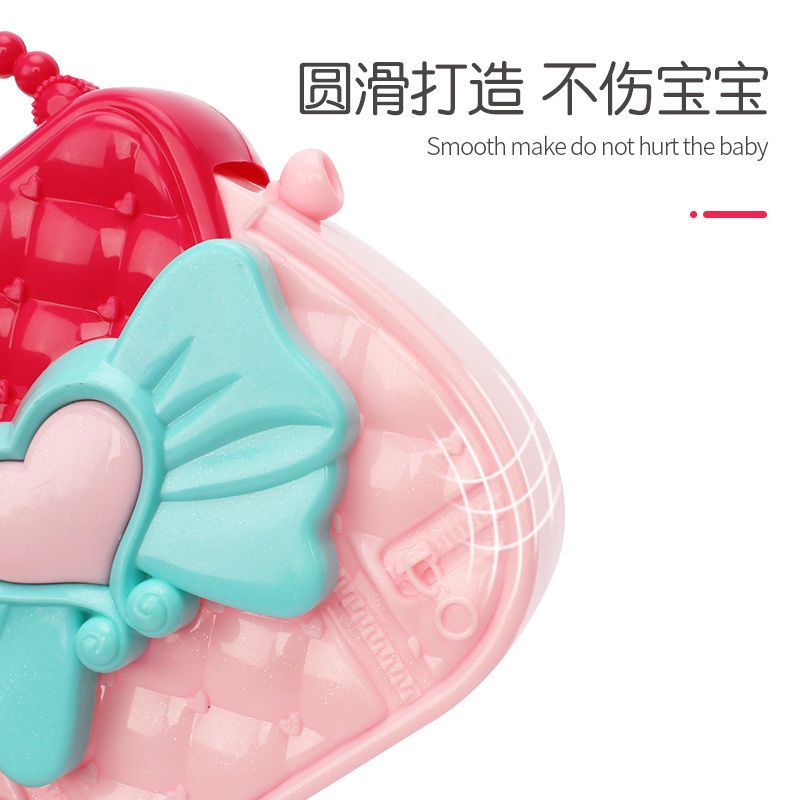 儿童包包玩具公主手提斜跨包仿真饰品过家家梳妆套装女孩生日礼物 公主包包+7件套装[颜色随机不带链]