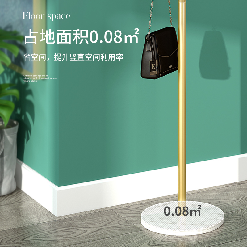 锦北 大理石铁艺衣帽架落地简易衣服卧室家用置物收纳简约现代挂衣架子 白色大理石+黑色树枝高清大图