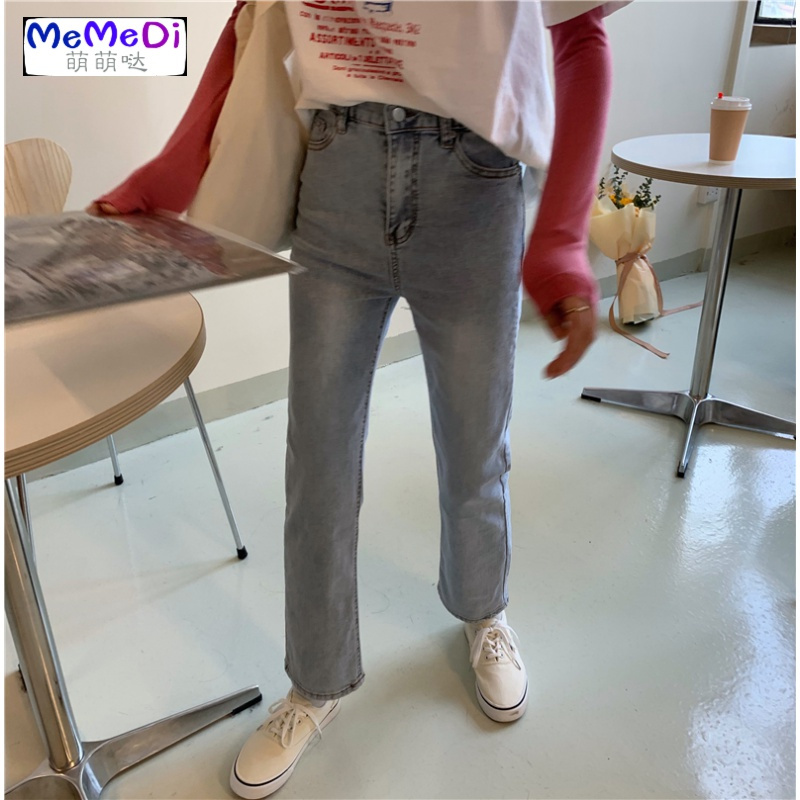浅色牛仔裤女高腰显瘦长裤春秋百搭cec裤子宽松直筒裤泫雅老爹裤