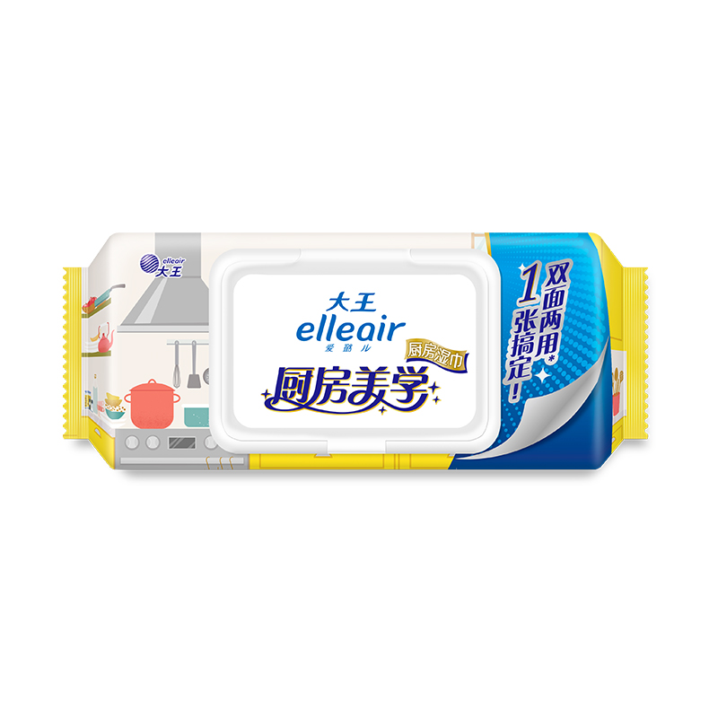 大王(GOON)elleair爱璐儿厨房美学系列厨房湿巾40抽*16包整箱装