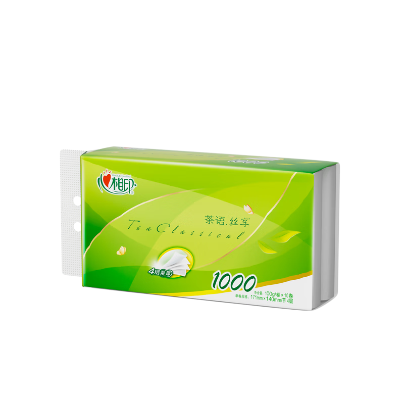 心相印 茶语丝享系列4层无芯卫生纸 100g/卷 10卷/提 2提装 RW1310高清大图