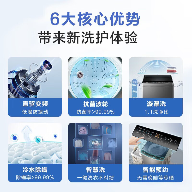 海尔(Haier)波轮洗衣机全自动家用 10公斤大容量 直驱变频 一级能效 智能预约 EB100B32Mate1高清大图
